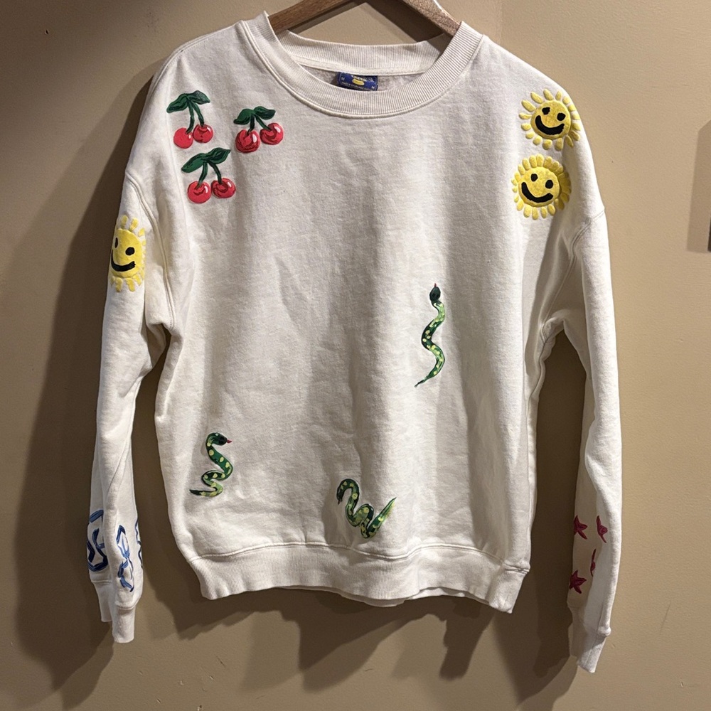 Cream Graphic Women Sweatshirt